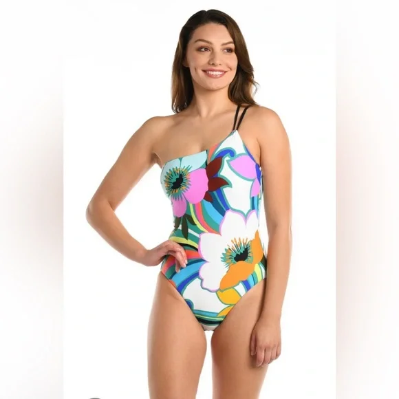 La Blanca Sun Catcher One Shoulder One Piece Swimsuit Tummy Control Size 6 NWT - Picture 8 of 8